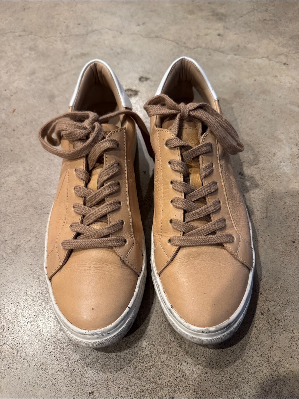 Women’s Tan Leather Low-Top Sneakers